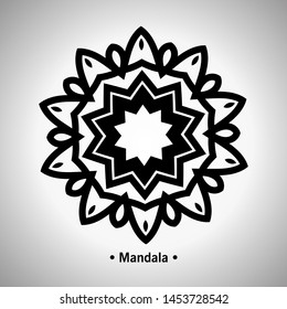 Vector illustration of the black mandala on the white background