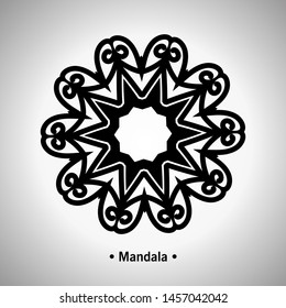 Vector illustration of the black mandala on the white background