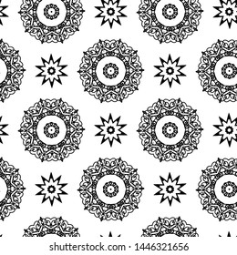 Vector illustration of the black mandala seamless pattern