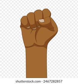 Vector illustration of black man's fist hand on transparent background
