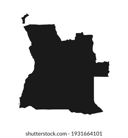 Vector Illustration of the Black Map of Angola on White Background