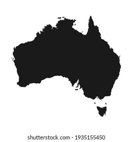 Vector Illustration of the Black Map of Australia on White Background