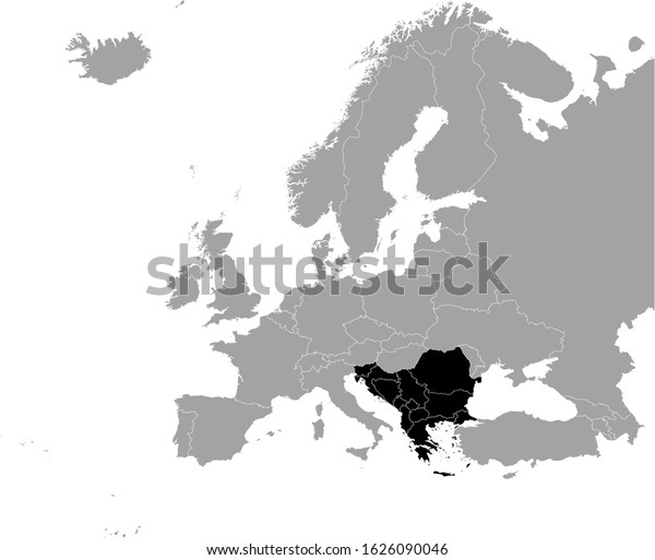 Vector Illustration Black Map Balkan Peninsula Stock Vector (Royalty ...