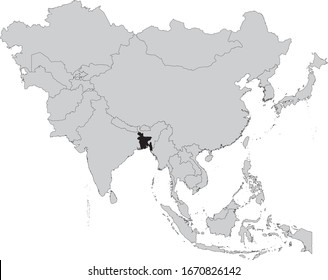 vector illustration of Black Map of Bangladesh