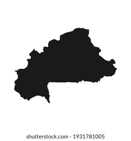 Ilustración vectorial del mapa negro de Burkina Faso sobre fondo blanco