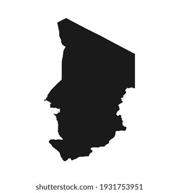 Vector Illustration of the Black Map of Chad on White Background