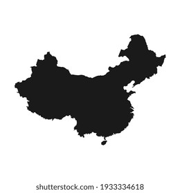 Vector Illustration of the Black Map of China on White Background