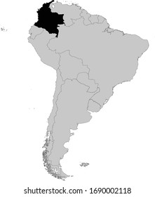 vector illustration of Black Map of Colombia