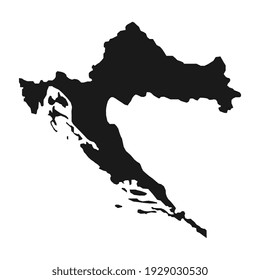 Vector Illustration of the Black Map of Croatia on White Background