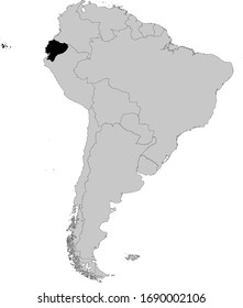 vector illustration of Black Map of Ecuador
