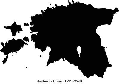 vector illustration of Black map of Estonia