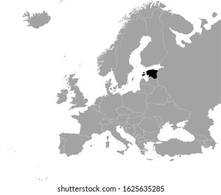 vector illustration of Black map of Estonia