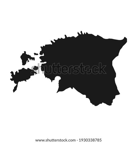 Vector Illustration of the Black Map of Estonia on White Background