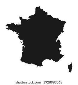 Vector Illustration of the Black Map of France on White Background