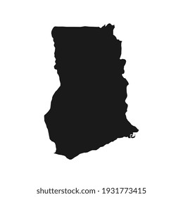 Ilustración vectorial del Mapa Negro de Ghana sobre fondo blanco