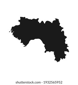 Vector Illustration of the Black Map of Guinea on White Background
