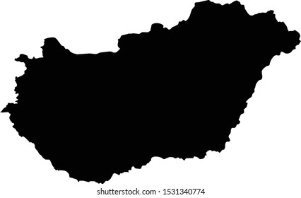 vector illustration of Black map of Hungary