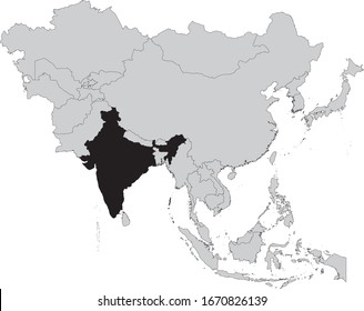 ilustración vectorial del Mapa Negro de la India