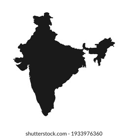 Vector Illustration of the Black Map of India on White Background