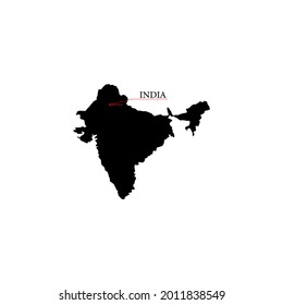 Vector Illustration of the Black Map of India on White Background
