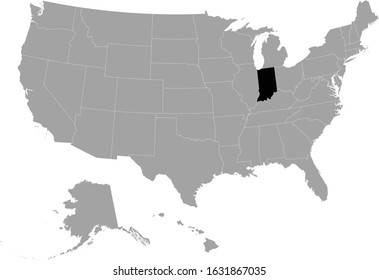 vector illustration of Black map of Indiana