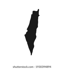 Vector Illustration of the Black Map of Israel on White Background