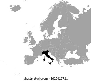 vector illustration of Black map of Italy