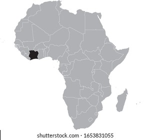 vector illustration of Black Map of Ivory Coast