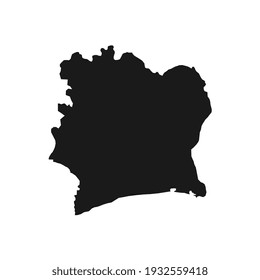 Vector Illustration of the Black Map of Ivory Coast on White Background