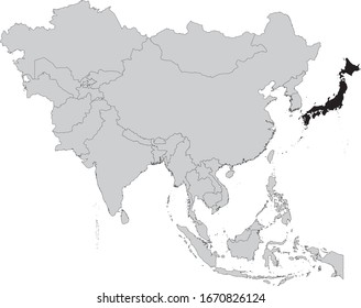vector illustration of Black Map of Japan