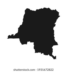 Vector Illustration of the Black Map of Kinshasa on White Background