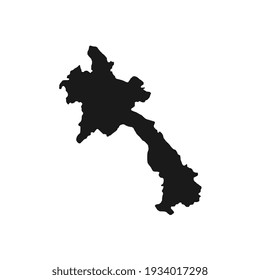 Ilustración vectorial del mapa negro de Laos sobre fondo blanco