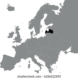 vector illustration of black map of Latvia