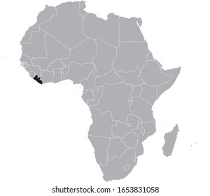 vector illustration of Black Map of Liberia
