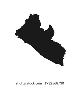 Vector Illustration of the Black Map of Liberia on White Background
