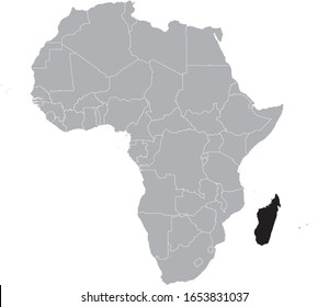 vector illustration of Black Map of Madagascar