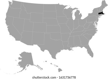 vector illustration of Black map of Massachusetts