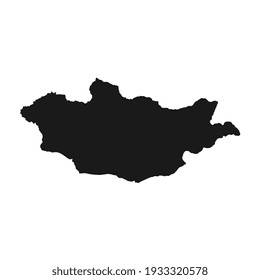 Ilustración vectorial del mapa negro de Mongolia de fondo blanco