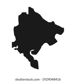 Vector Illustration of the Black Map of Montenegro on White Background