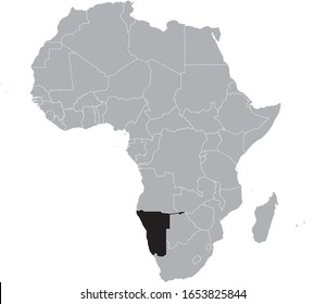 vector illustration of Black Map of Namibia
