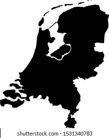 vector illustration of Black map of Netherlands