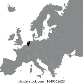 vector illustration of black map of Netherlands
