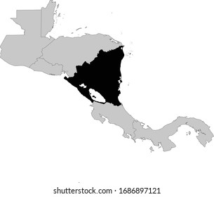 vector illustration of Black Map of Nicaragua