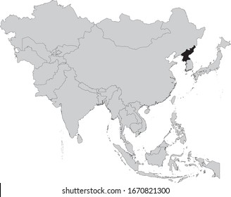 vector illustration of Black Map of North Korea