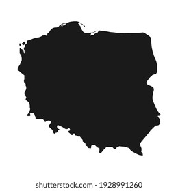 Vector Illustration of the Black Map of Poland on White Background