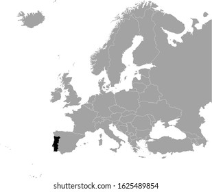 vector illustration of Black map of Portugal
