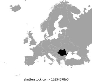 vector illustration of Black map of Romania