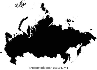 vector illustration of Black map of Russia
