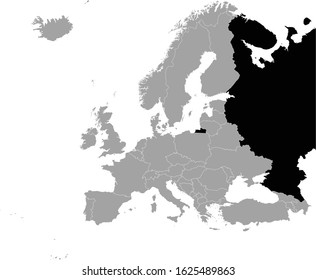 vector illustration of Black map of Russia