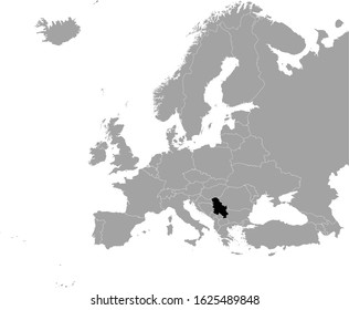 vector illustration of Black map of Serbia with Kosovo